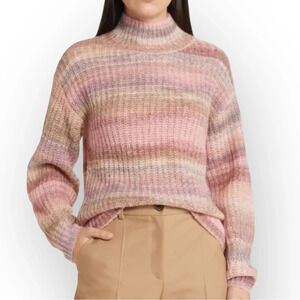 Nordstrom Signature Women's Mock Neck Pink Striped Sweater Multicolor Size S